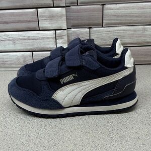 Puma Kids size 12C Dark Blue and White Sneakers Velcro easy on/off